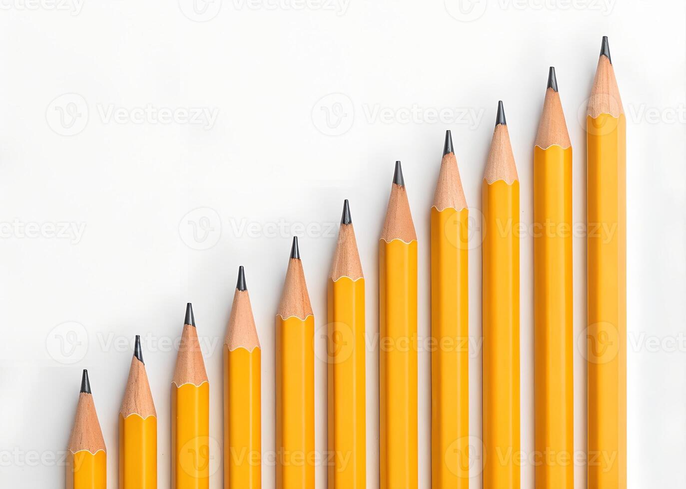 Row of Yellow Pencils Increasing in Height photo
