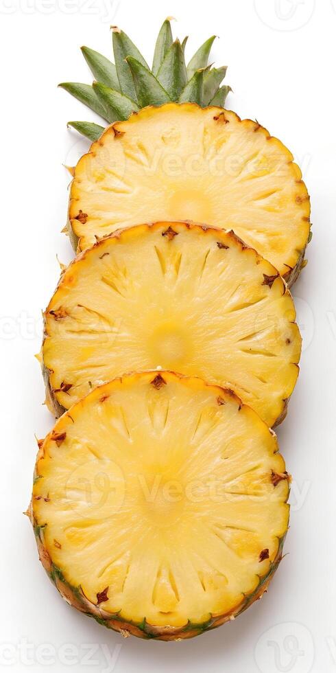 Juicy Pineapple Slices on a White Background photo