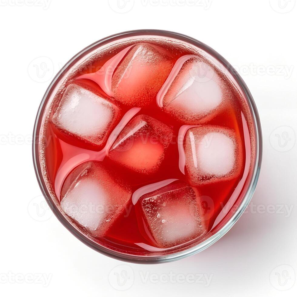 Iced Red Drink with Mint and Lemon in a Glass photo