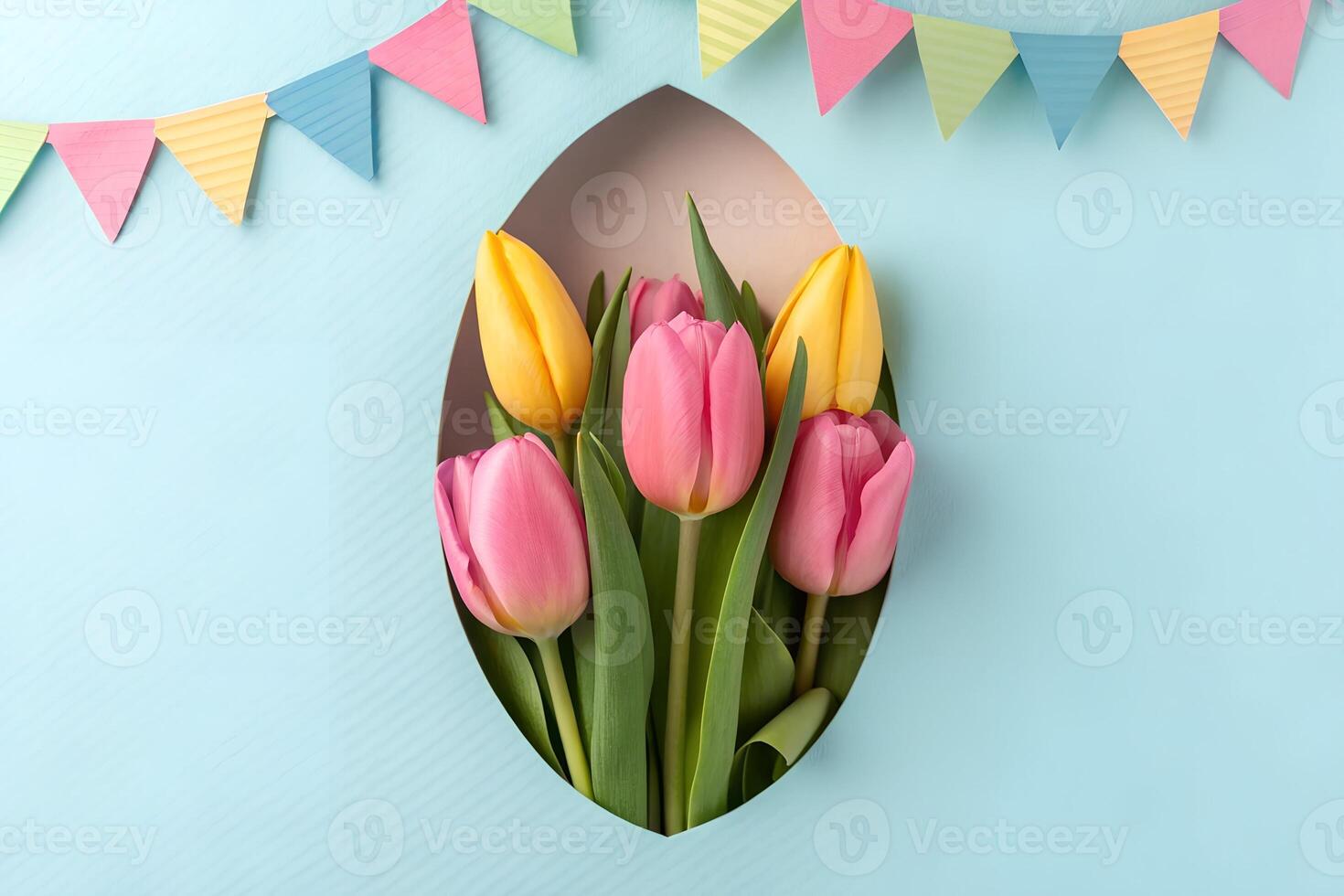 Beautiful Tulip Easter Egg Decoration Isolated photo