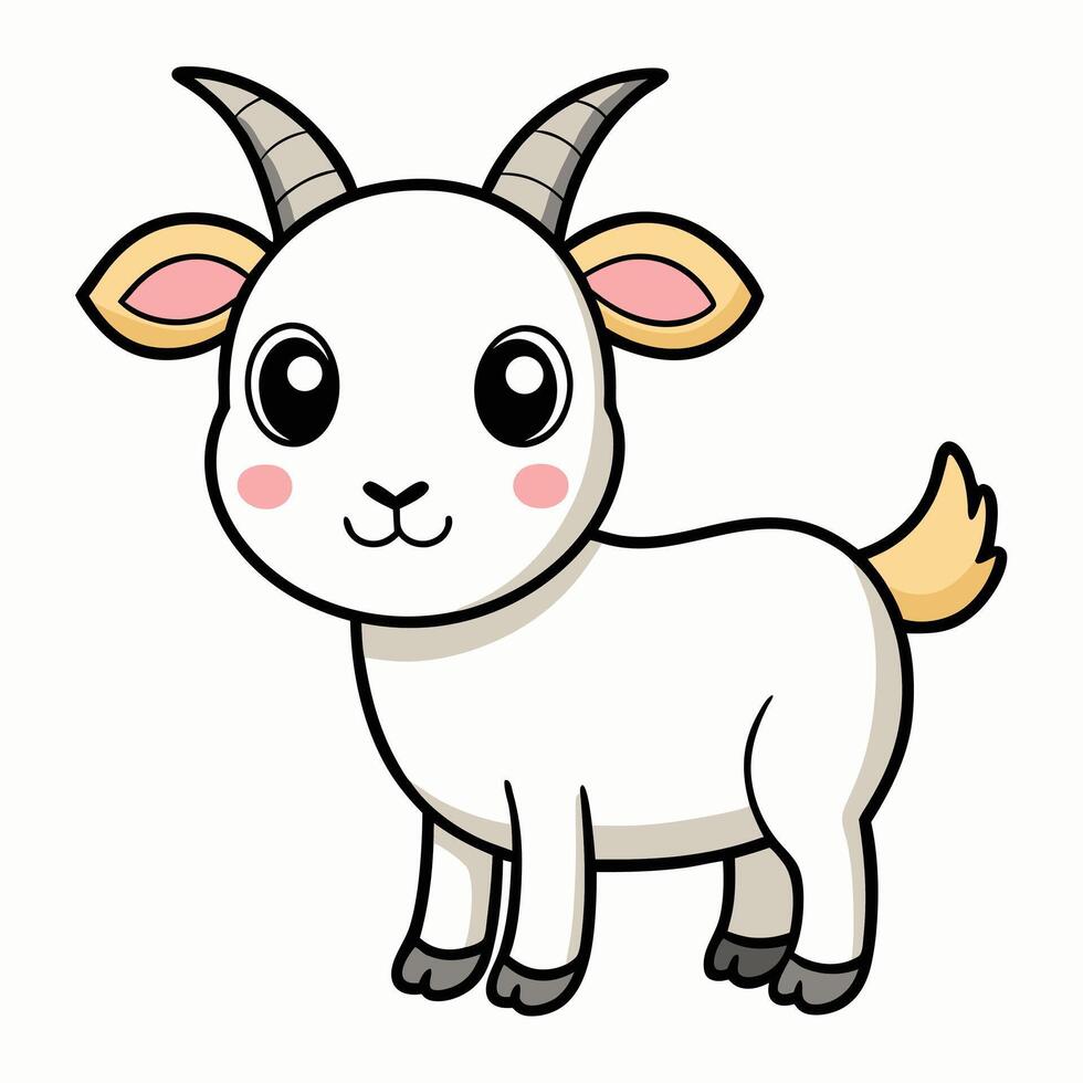 Cute cartoon goat illustration with charming facial expression perfect for childrens designs vector