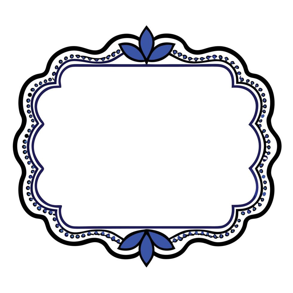 Decorative ornamental frame with floral elements in blue and black colors for invitations vector