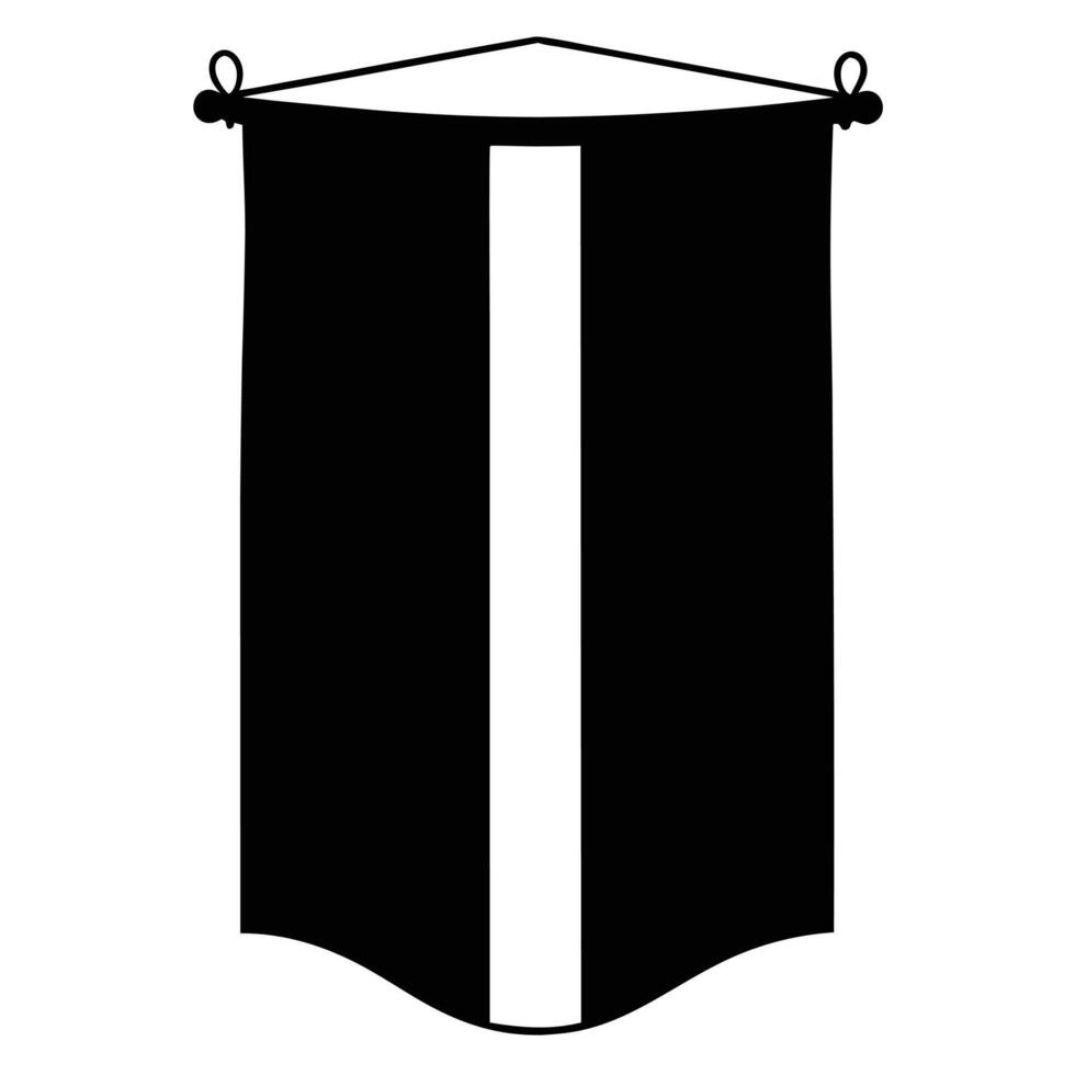 Black pennant banner with white stripe hanging decoration illustration isolated vector