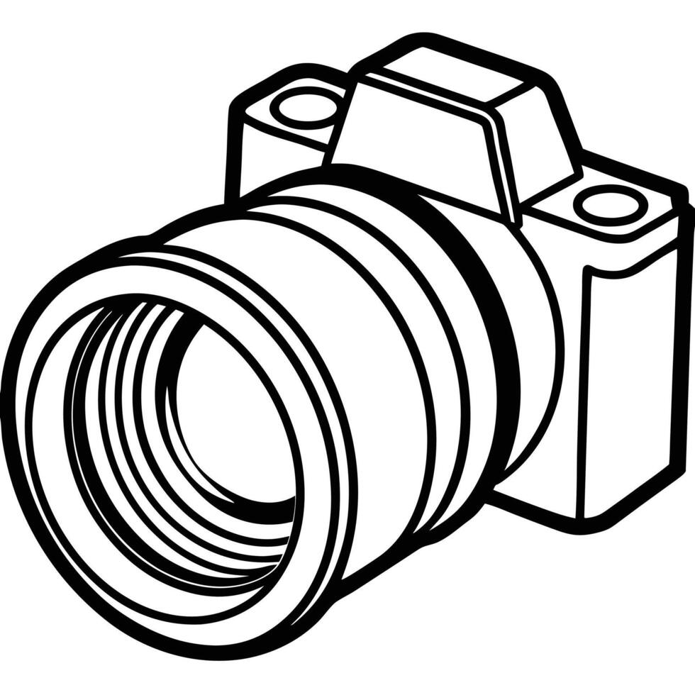 Black and white camera outline design photography equipment symbol icon illustration vector