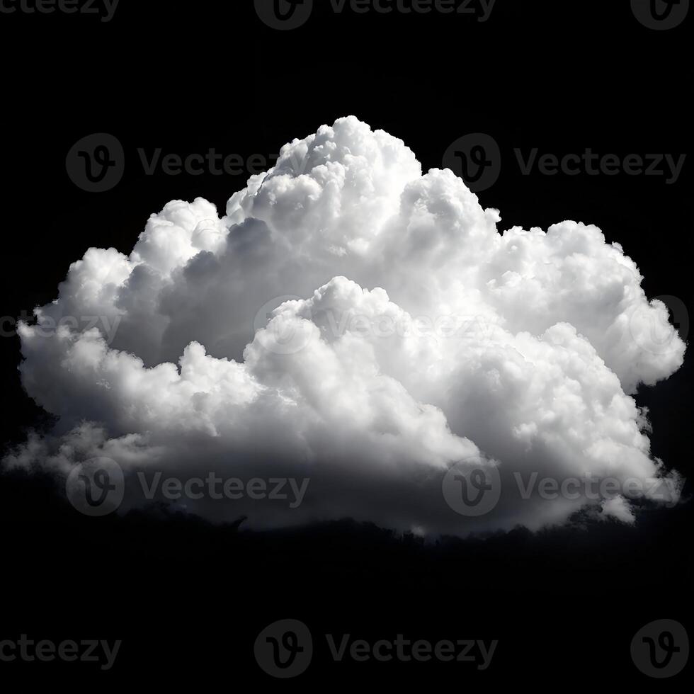 Fluffy White Cloud Isolated on Black Background photo