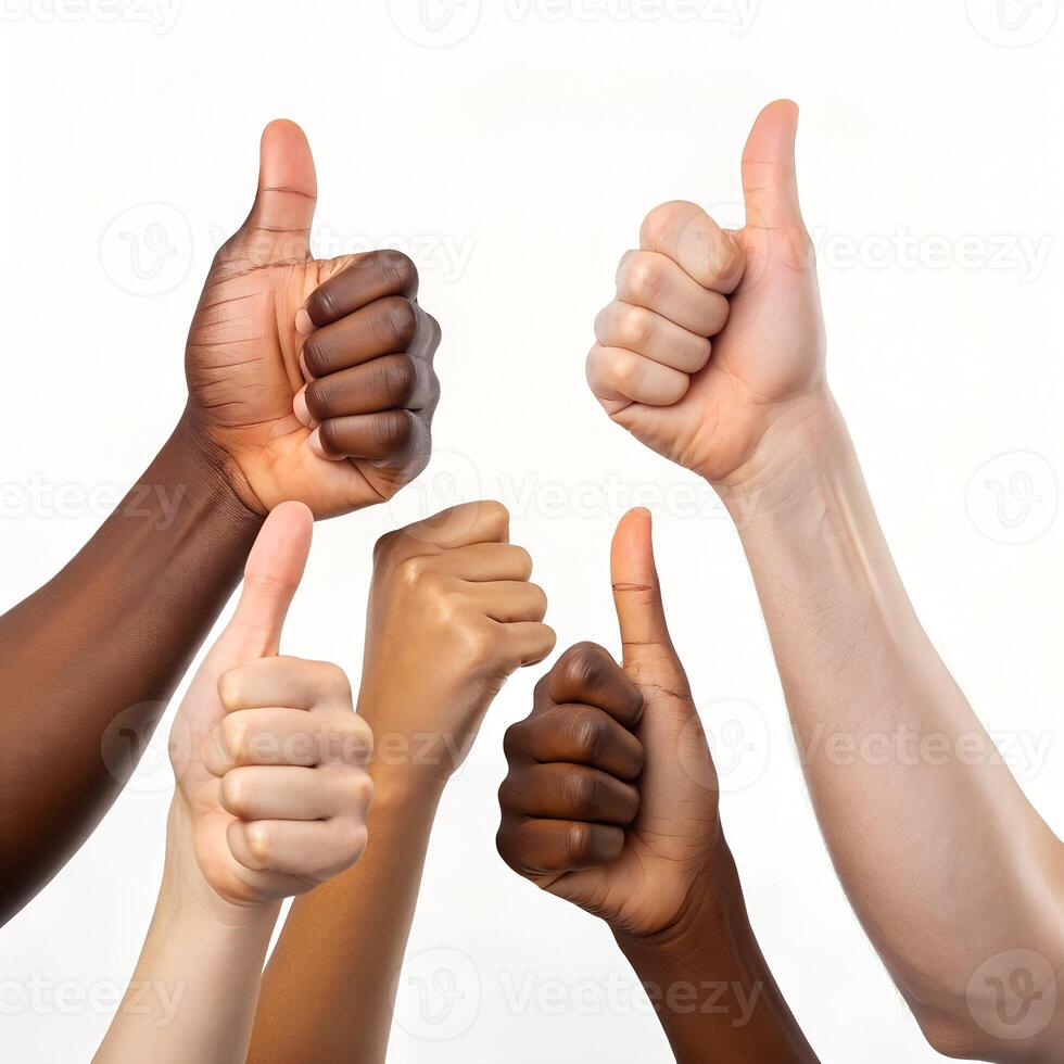 Diverse Hands Giving Thumbs Up Gesture photo