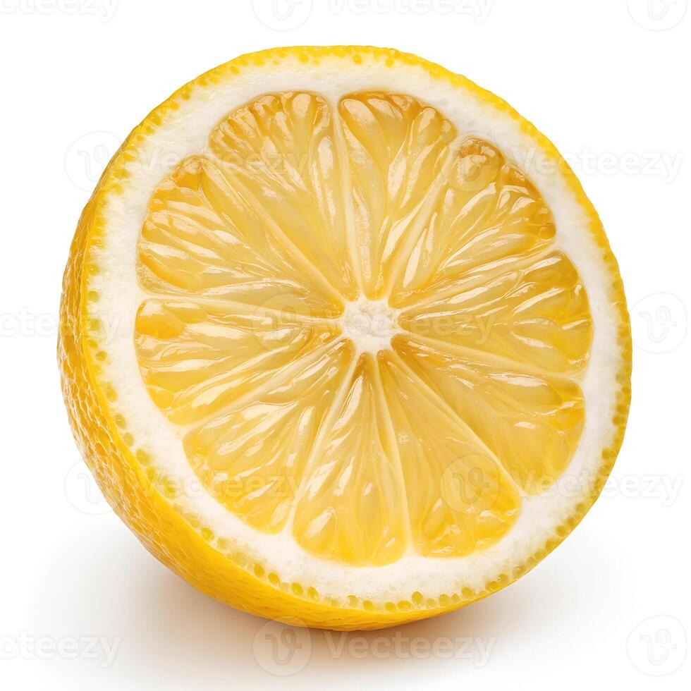 Twisted Lemon Slice Isolated on White Background photo