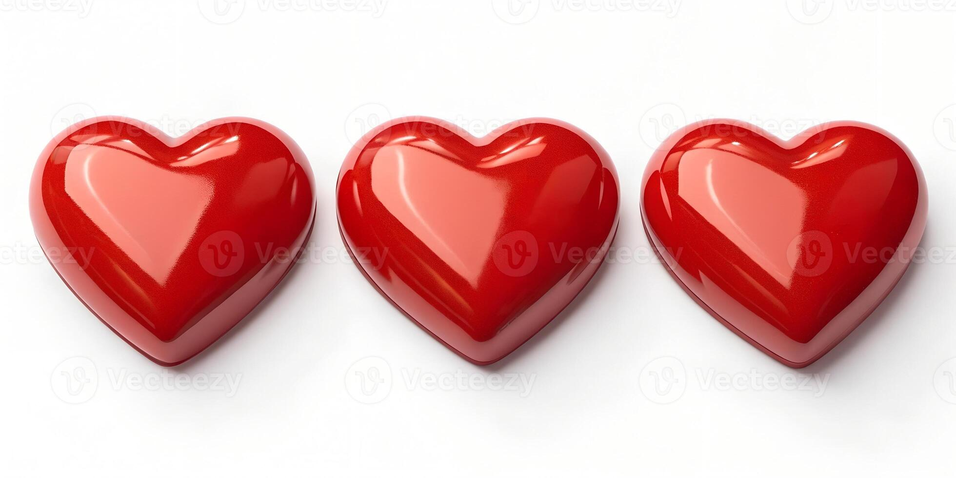 3D Glossy Hearts in a Social Media Like Set photo
