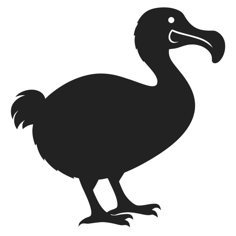 Extinct dodo bird silhouette illustration graphic in black and white vector