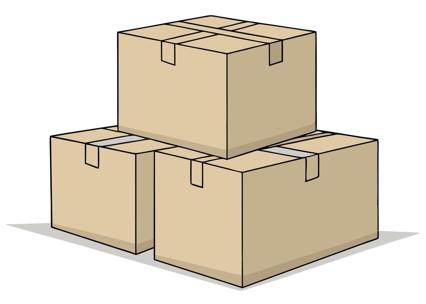 Cartoon style stack of cardboard boxes for shipping and moving illustration vector
