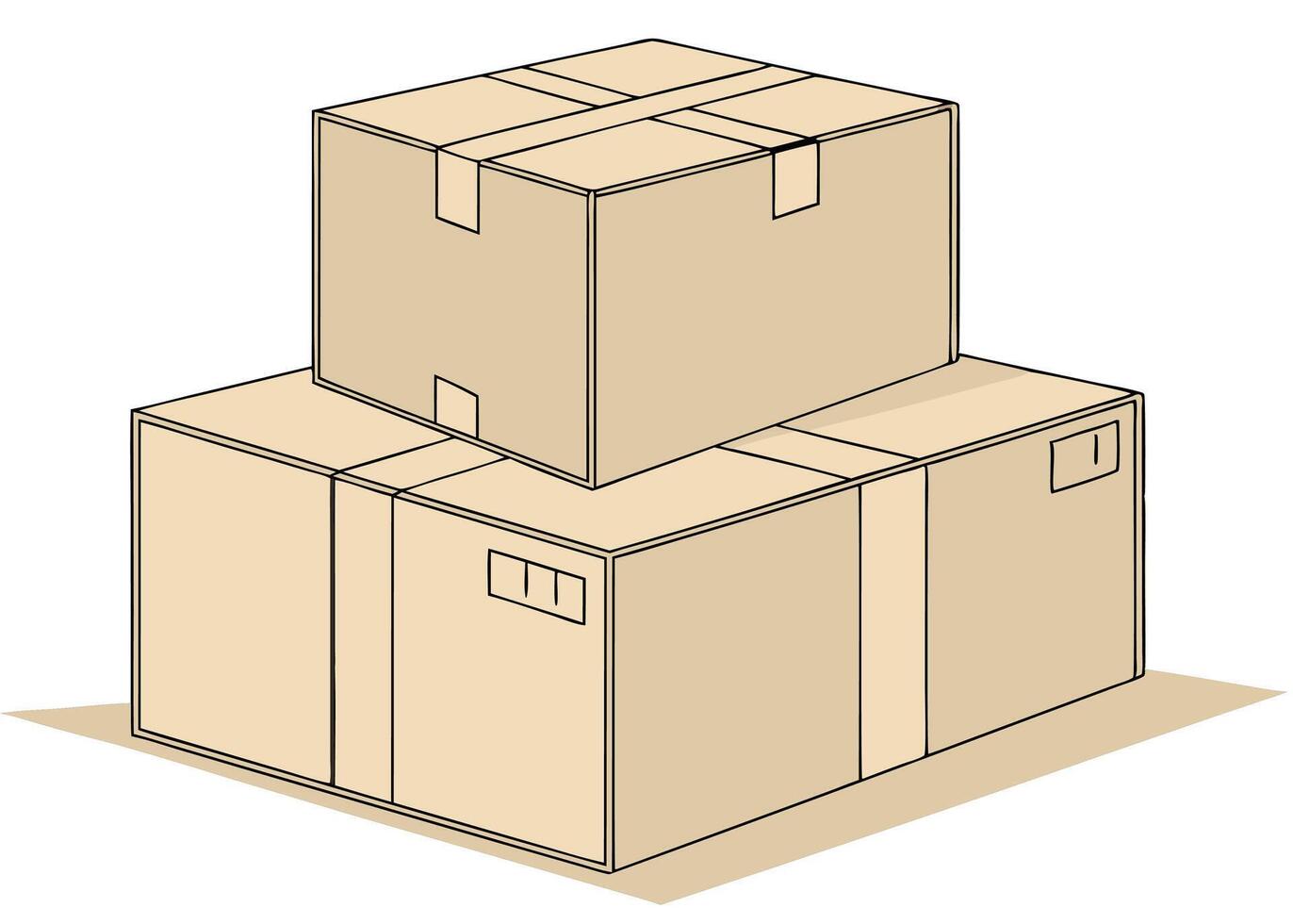 Stack of sealed cardboard boxes illustration for moving and storage vector