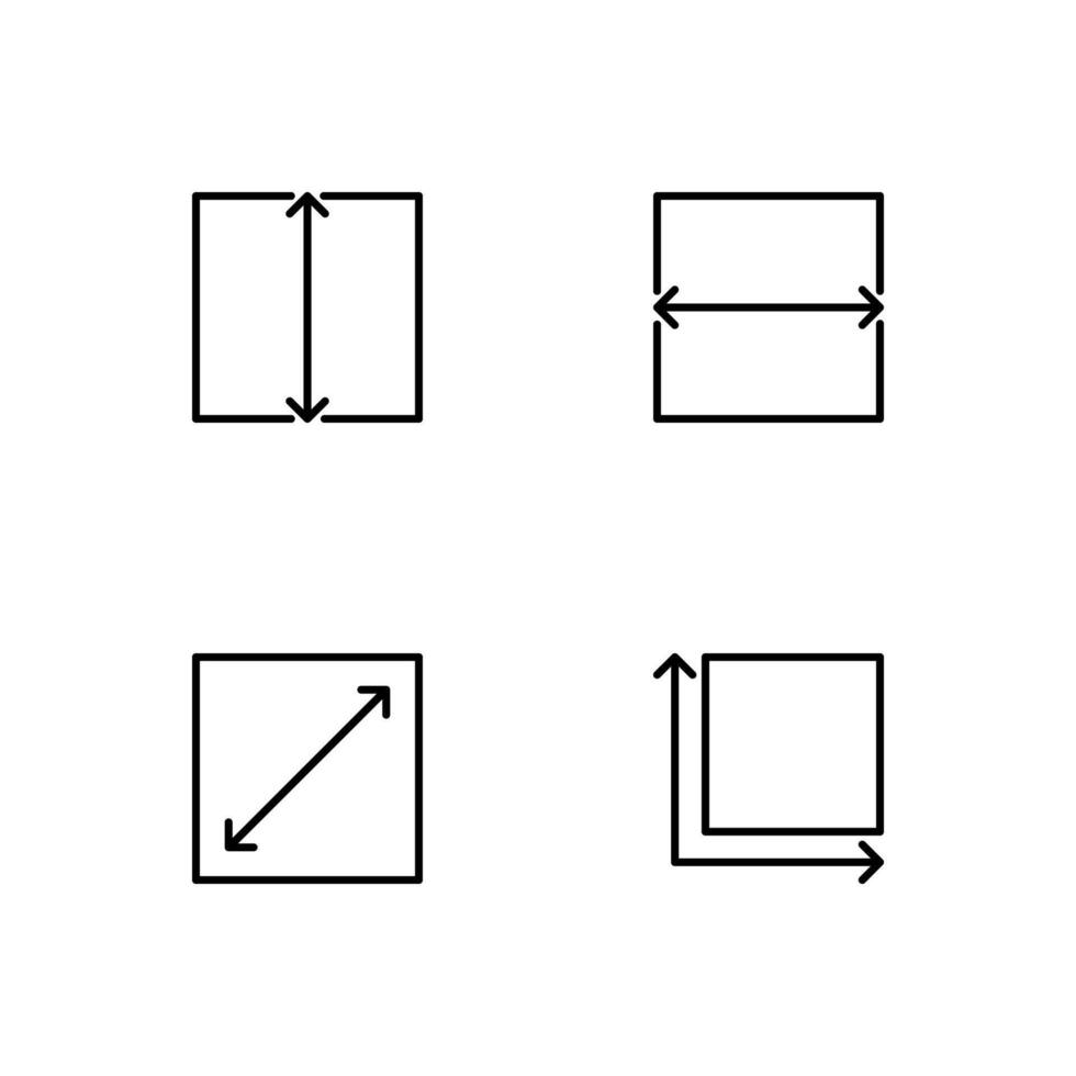 Measuring icon set. Length, Width, Area measuring icons. vector