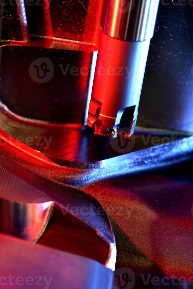 Vertical view of Conceptual image of the industrial machine with spectacular colors photo