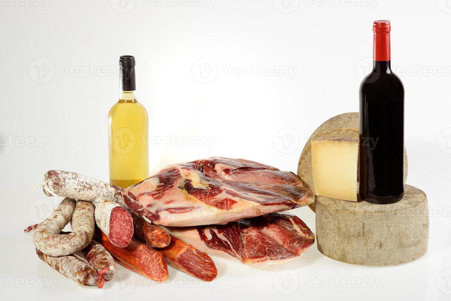 Spanish Gourmet Selection with Ham, Sausage, Cheese, and Wine photo