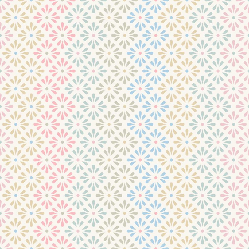 Colorful seamless pattern with cute simple flowers. Floral background in pastel colors for childrens clothing, textiles, wallpapers. vector