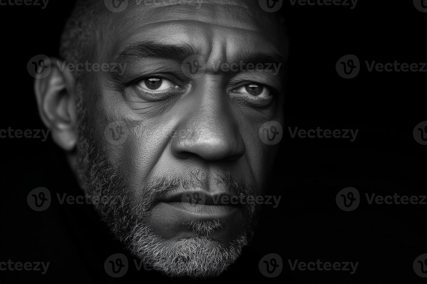 Portrait of a senior man with a serious expression in dramatic lighting photo