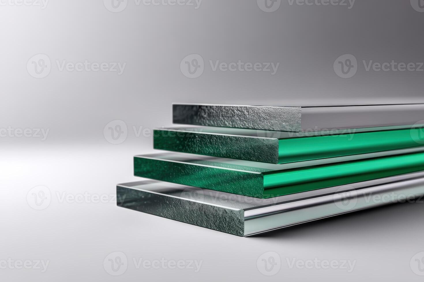 Glass and metal sheets stacked in a modern workspace showcasing industrial materials photo