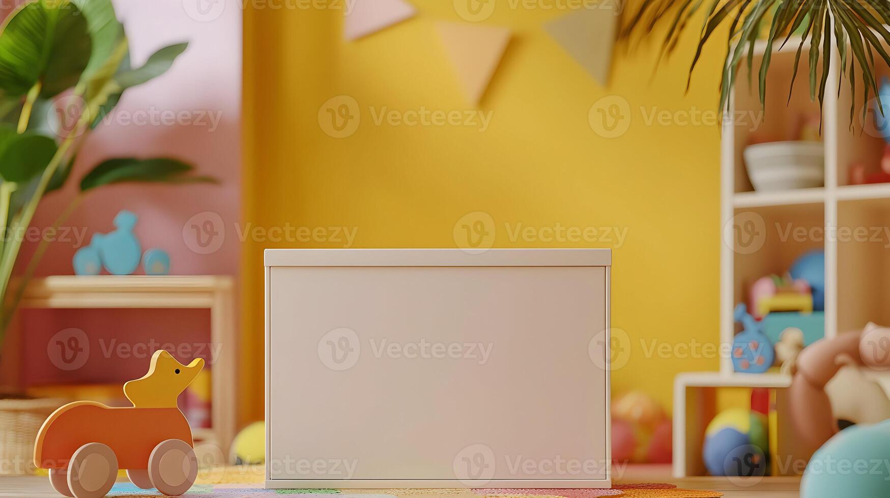 Colorful Children's Toy Box in Bright Playroom Setting photo