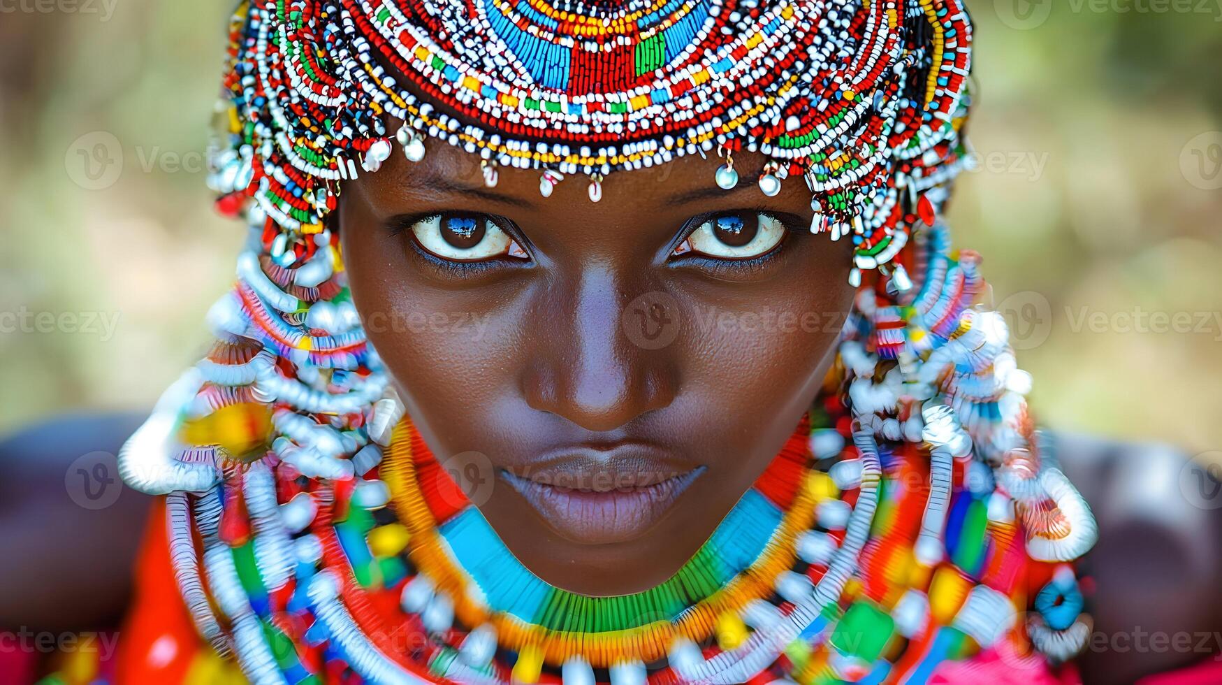 Maasai Woman with Intricate Beaded Jewelry photo