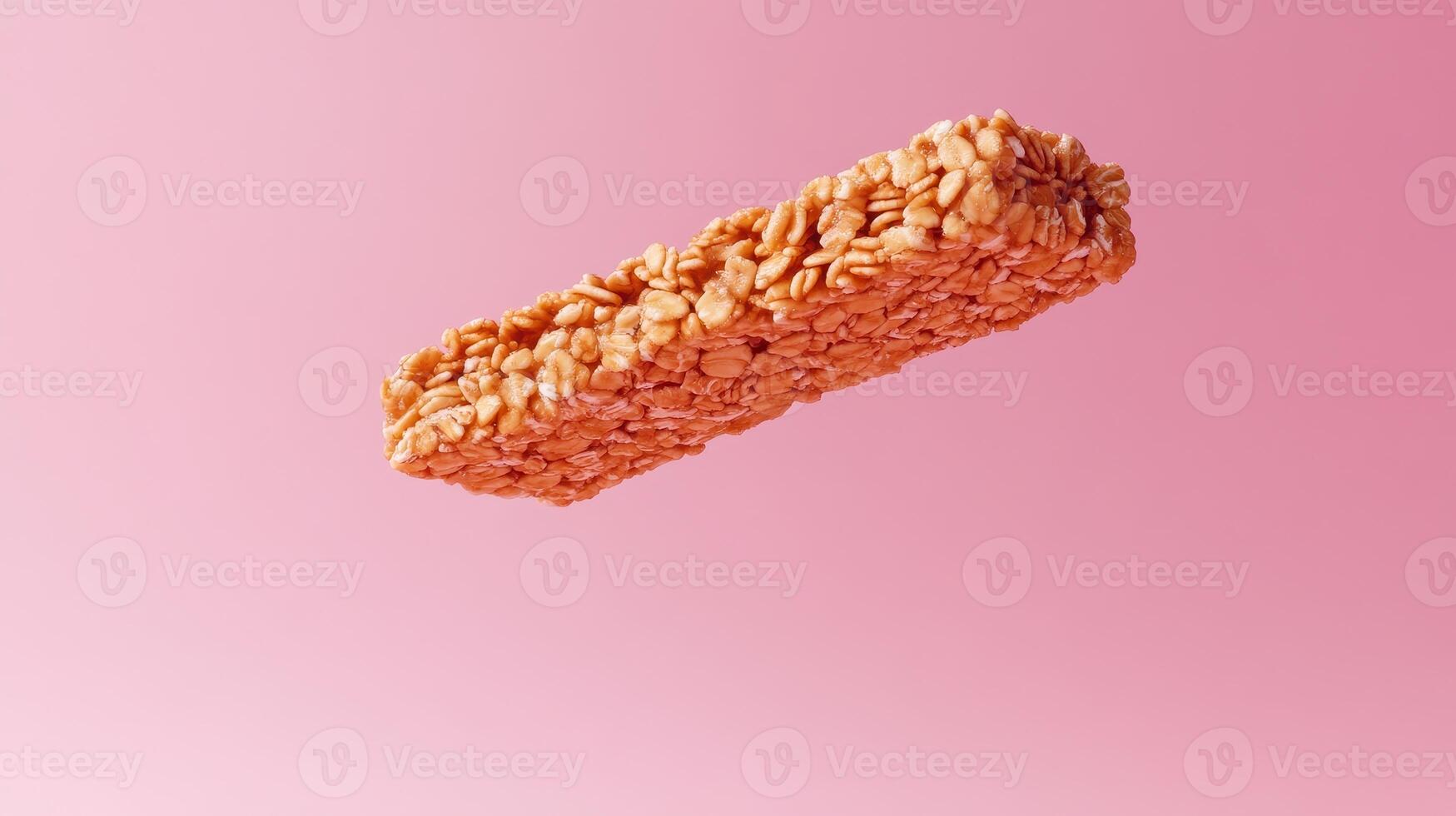 A piece of krispy kreme on a pink background photo