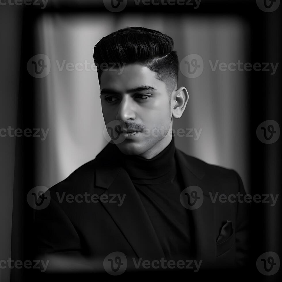 A man in a suit and tie looking at the camera photo