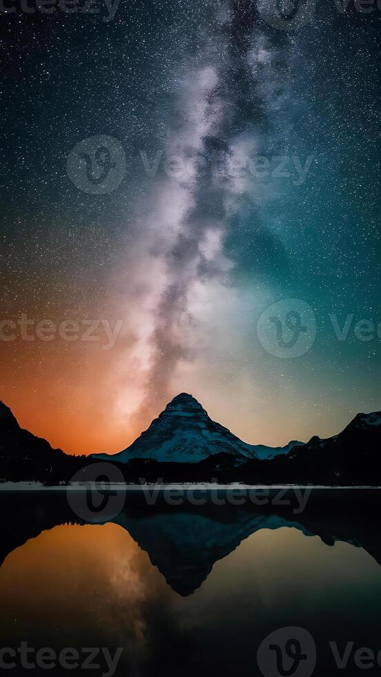 The milky way over the mountain photo