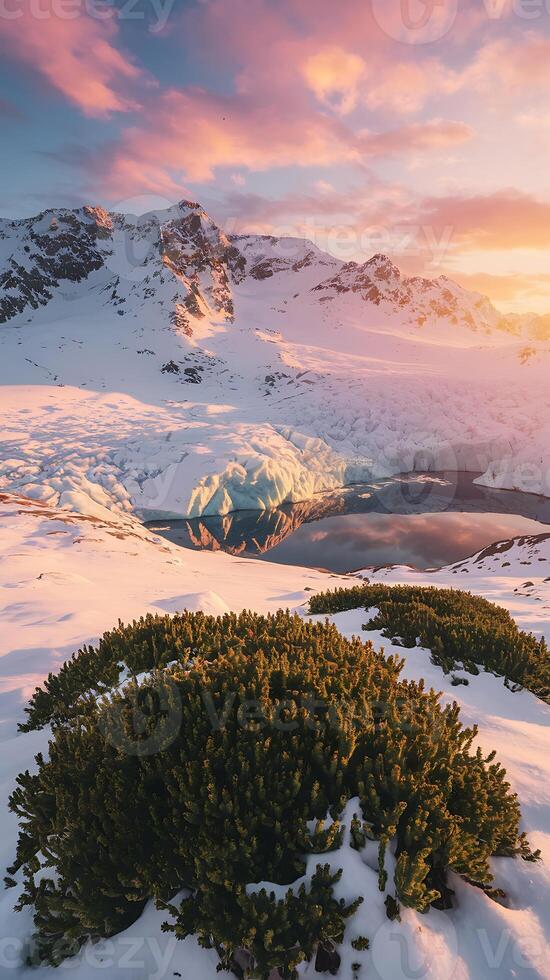 A snowy mountain range photo
