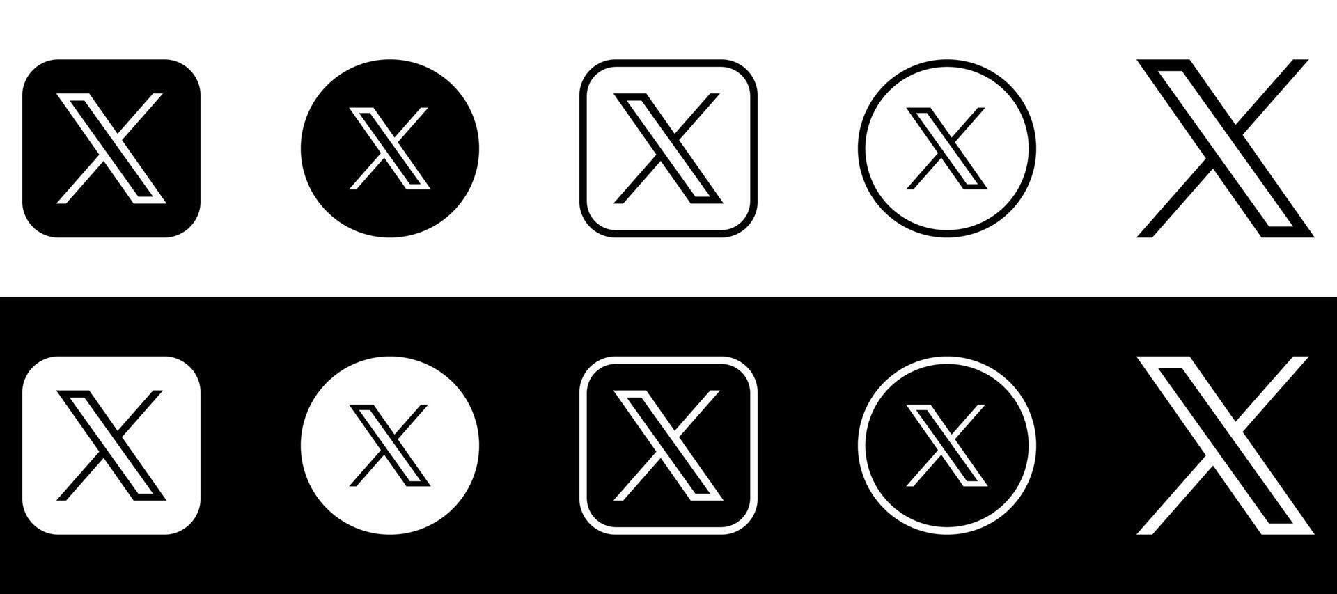 X Logo Mega Bundle Icon Set X App Editable SVG Transparent Background Premium Social Media Design for Digital Download vector