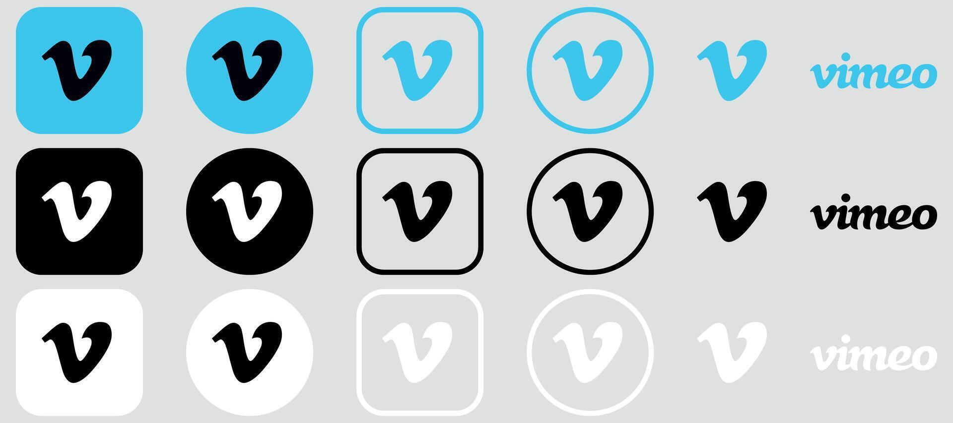 Vimeo Logo Mega Bundle Icon Set Vimeo App Editable SVG Transparent Background Premium Social Media Design for Digital Download vector