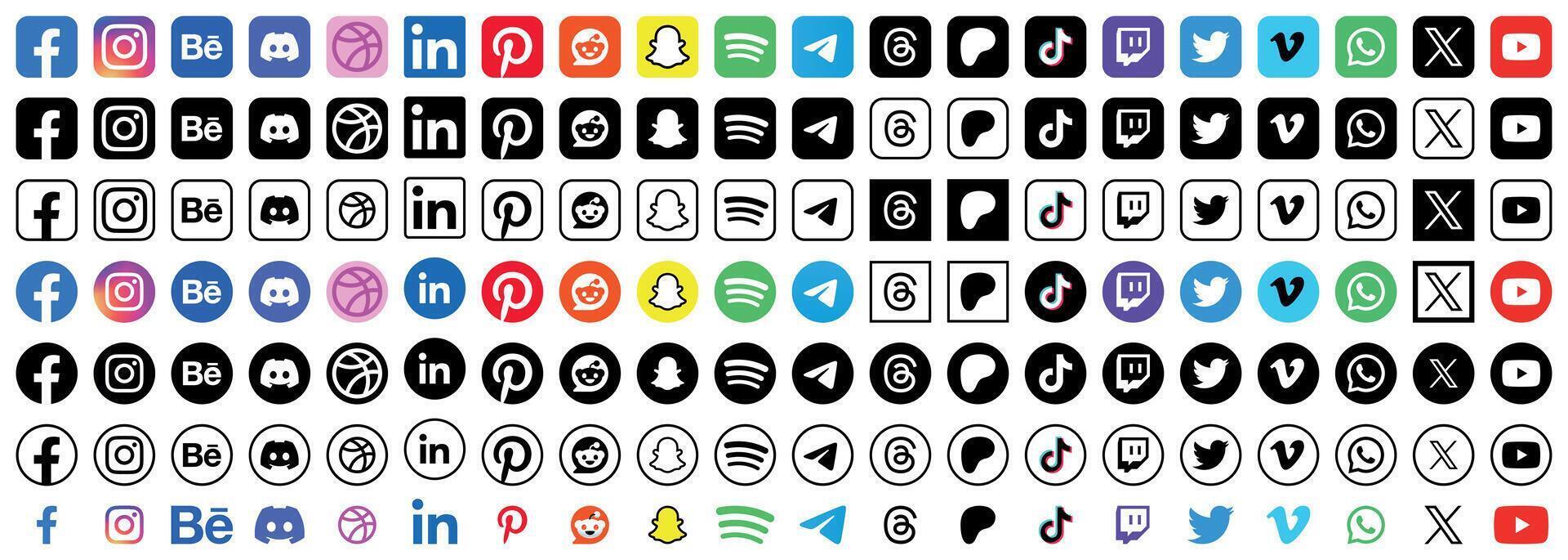 Social Media Logo Bundle Editable SVG Premium Social Media Design for Digital Download Facebook Instagram TikTok YouTube Telegram vector
