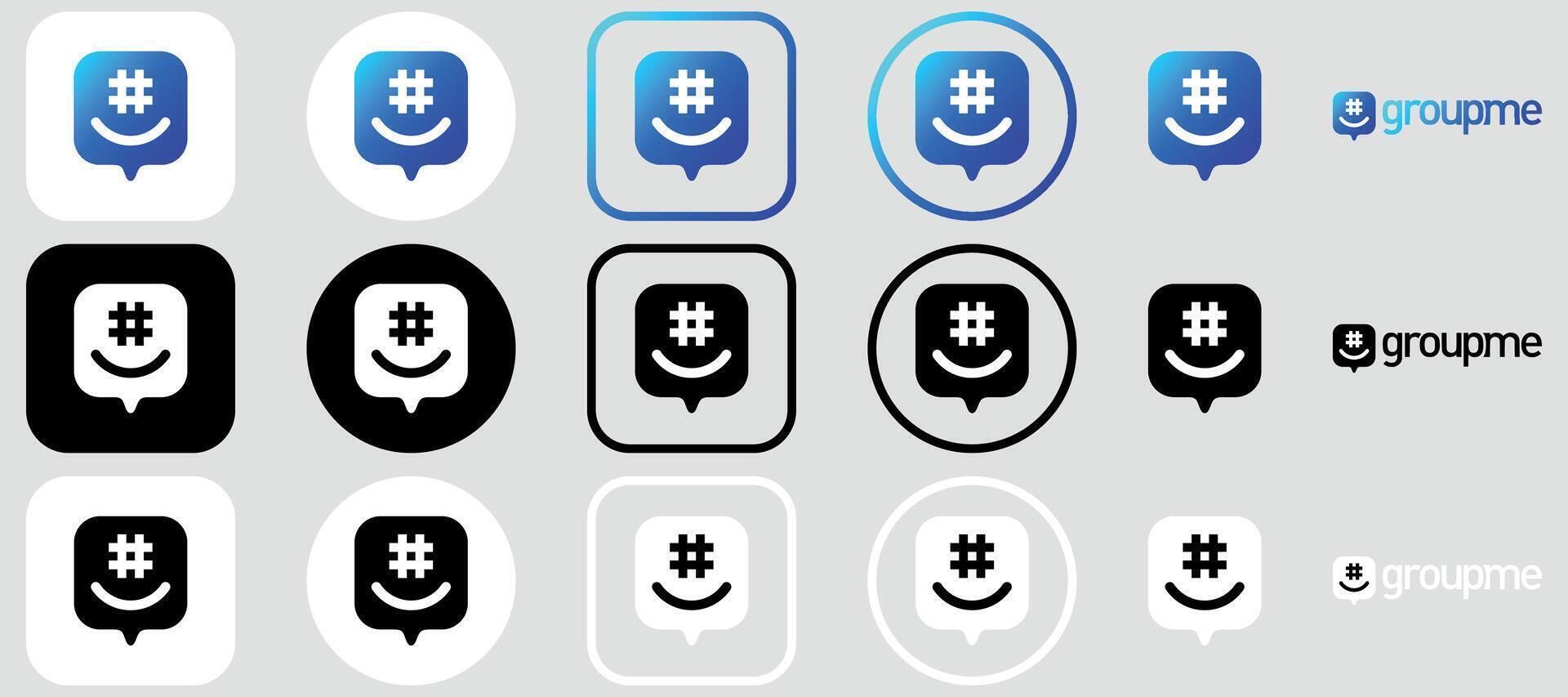 GroupMe Logo Mega Bundle Icon Set GroupMe App Editable SVG Transparent Background Premium Social Media Design for Digital Download vector