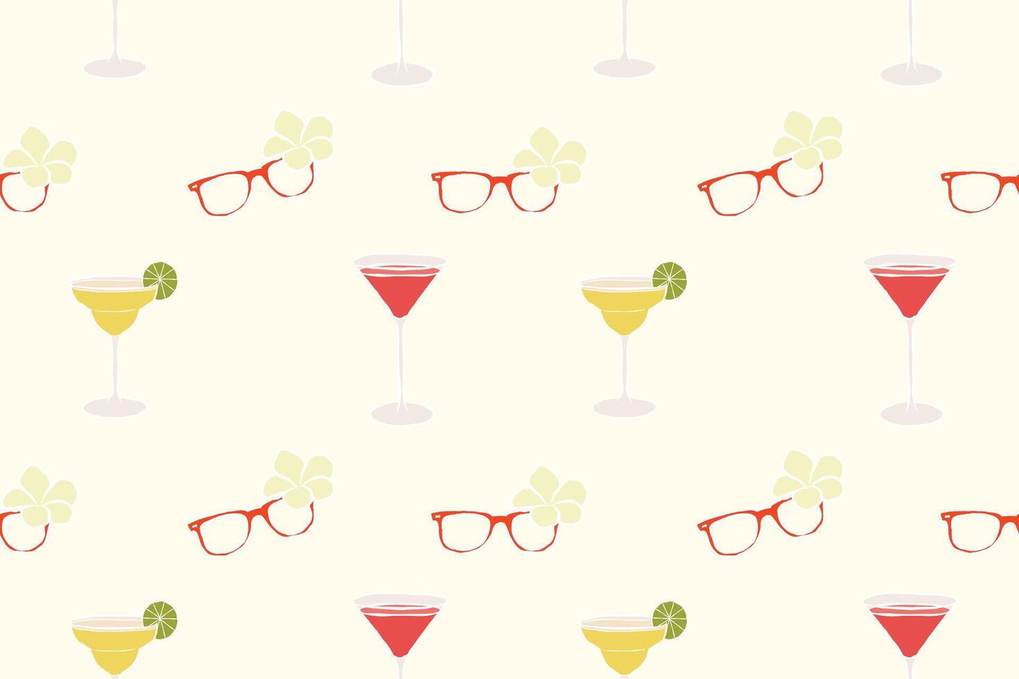 Summer pattern, Hawaii, beach, colorful, seamless pattern, hand drawn, suitable for printing fabric, table decoration, wall, beach shirt or even packaging. vector