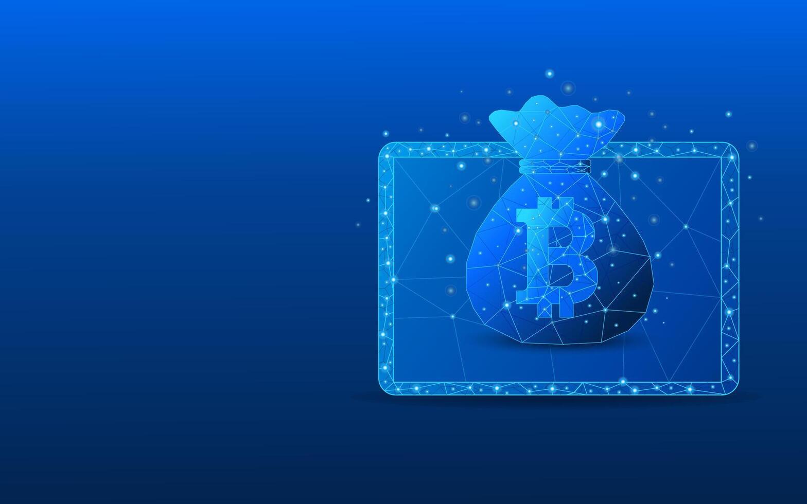 tablet as an abstract concept of savings or financial gain with bitcoin vector