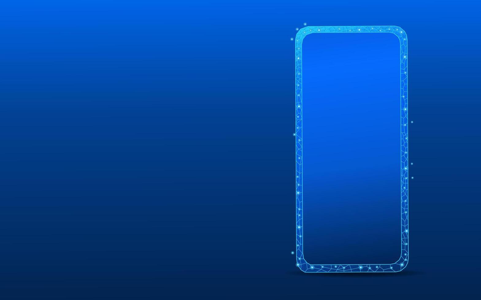 Smartphone on low poly technology blue background vector