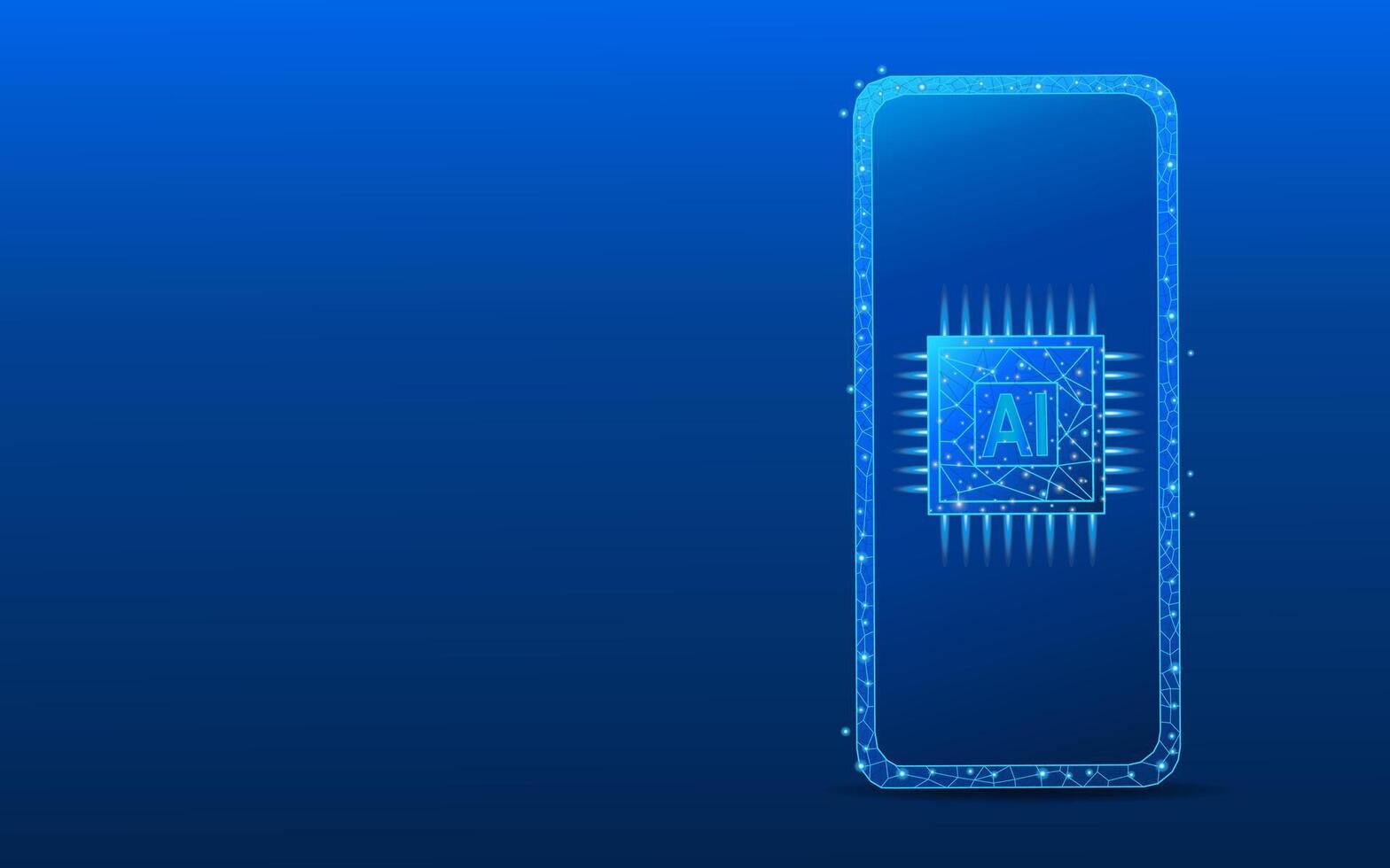smartphone Abstract blue technology digital AI chip on screen vector