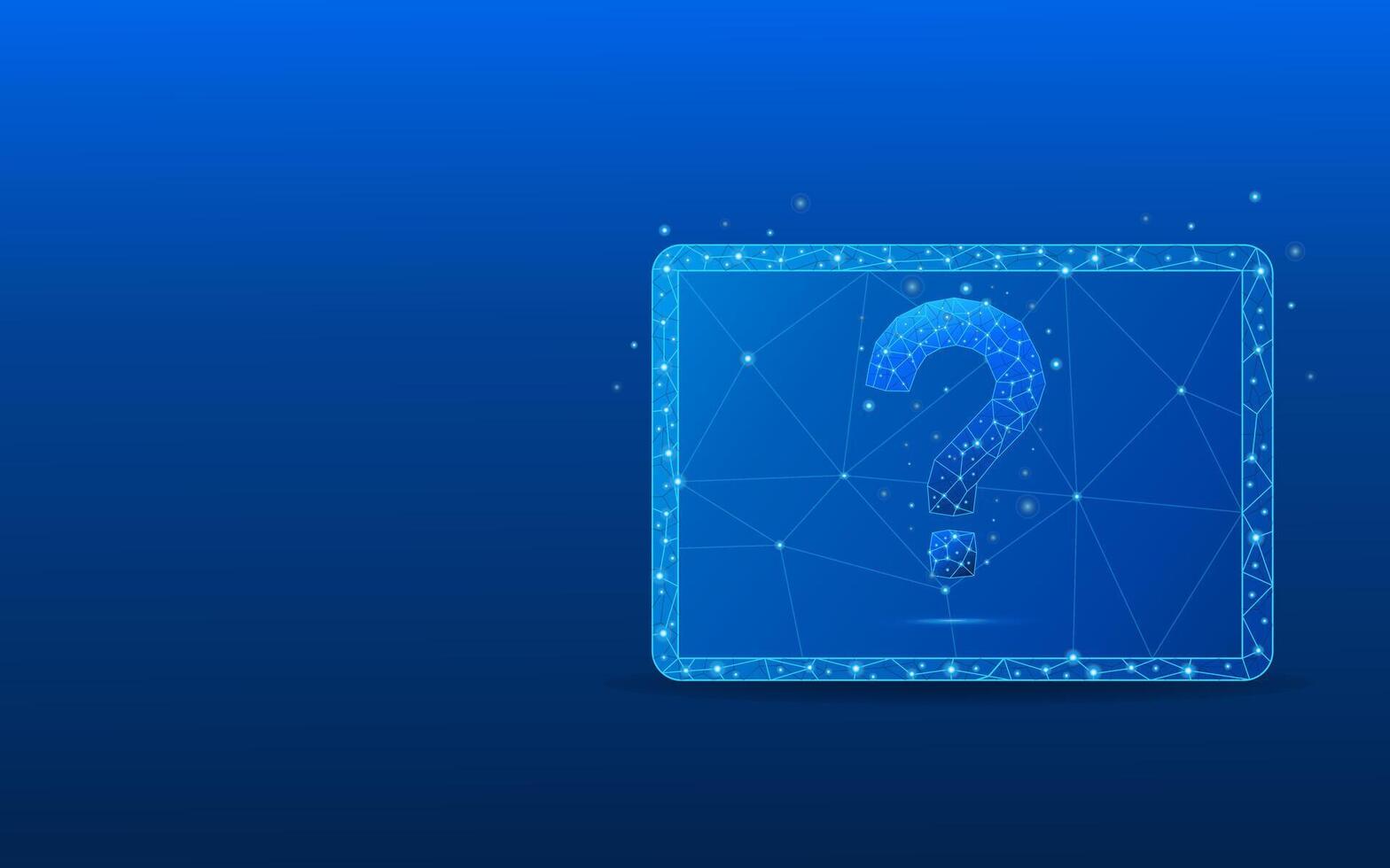 tablet close-up with an abstract digital question icon vector