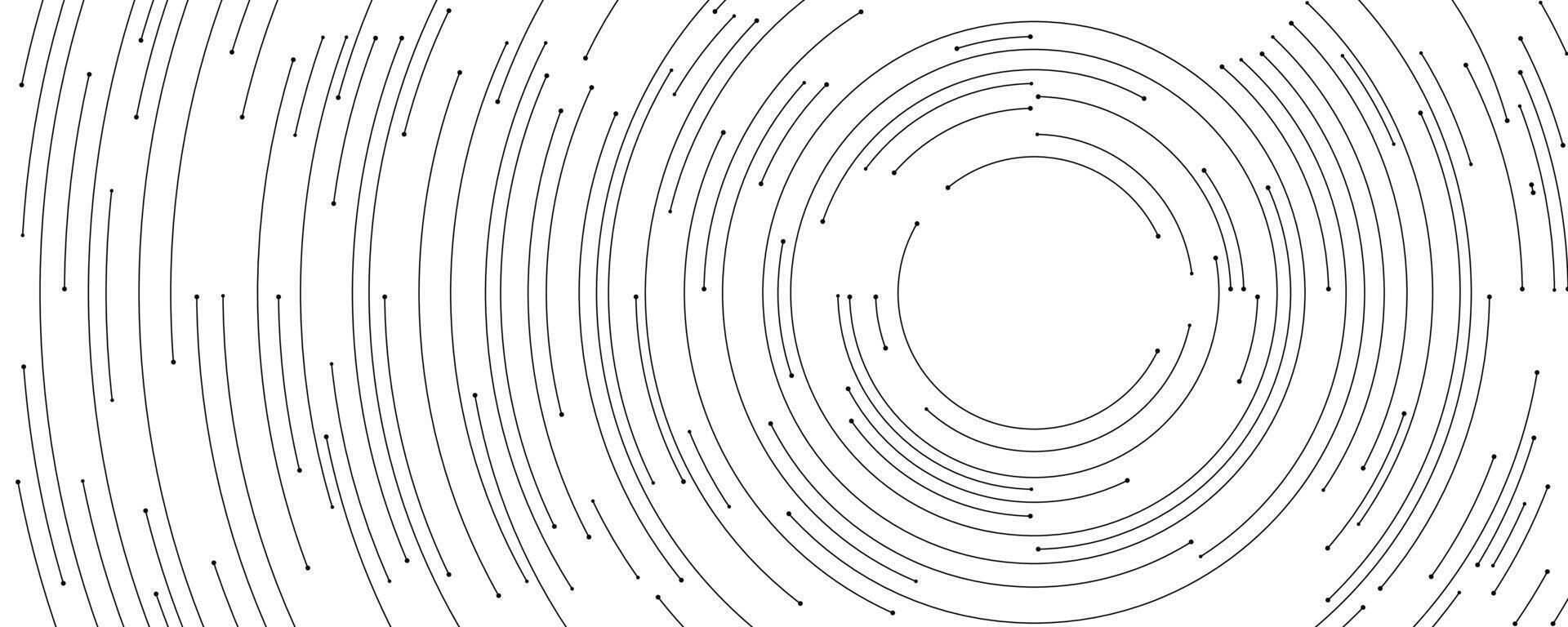 Futuristic white technology background with black circular circuit wires and a text block. AI chip or semiconductor concept vector