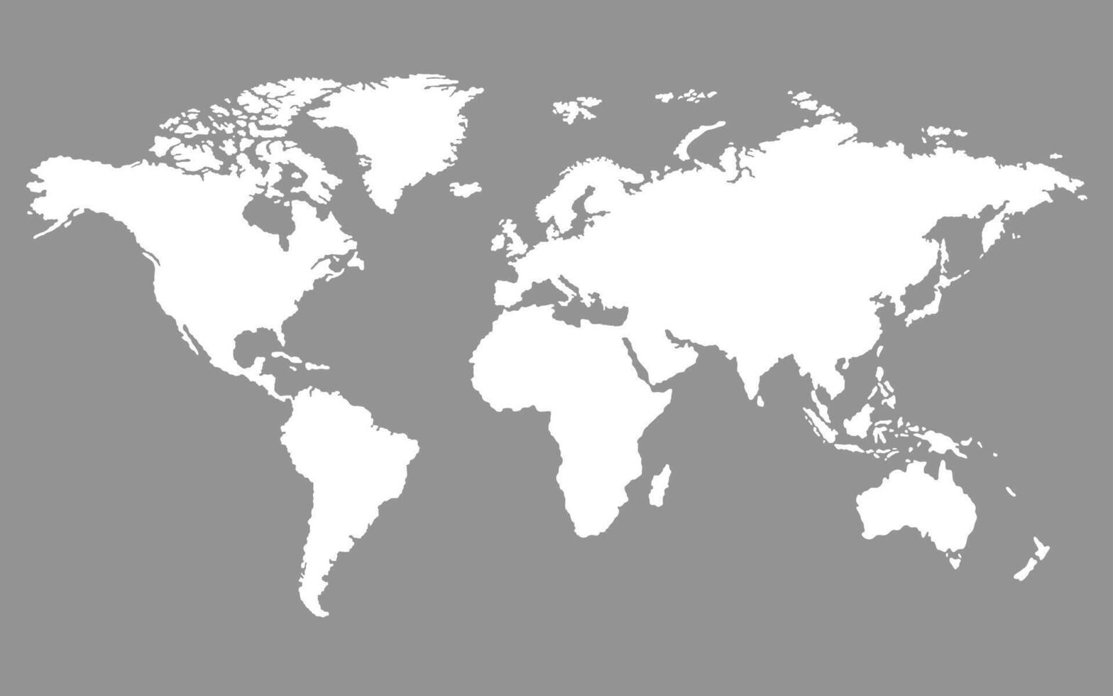 Flat world map with white silhouettes of continents vector