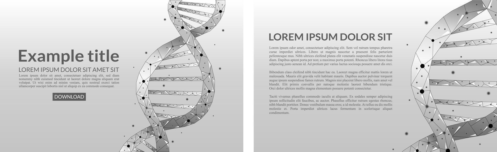 Polygonal DNA with futuristic element in gray color vector