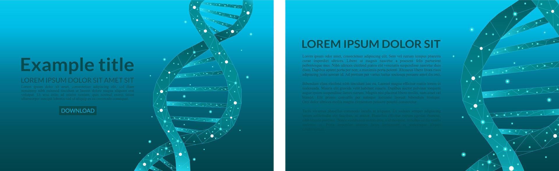 Polygonal DNA with futuristic element in technological blue color vector