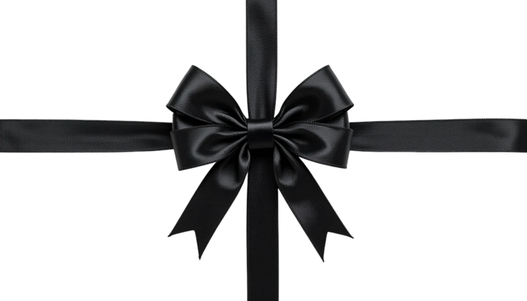 Black Satin Ribbon Bow on Transparent Background png