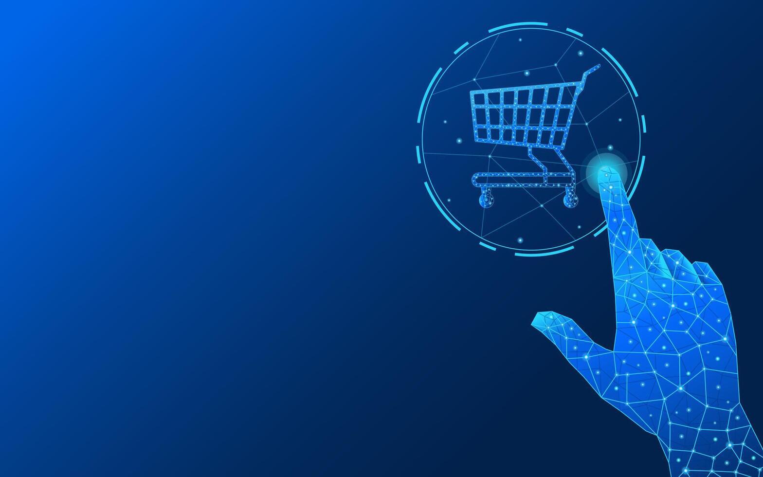 Online shopping technology with cart with icon technology background vector