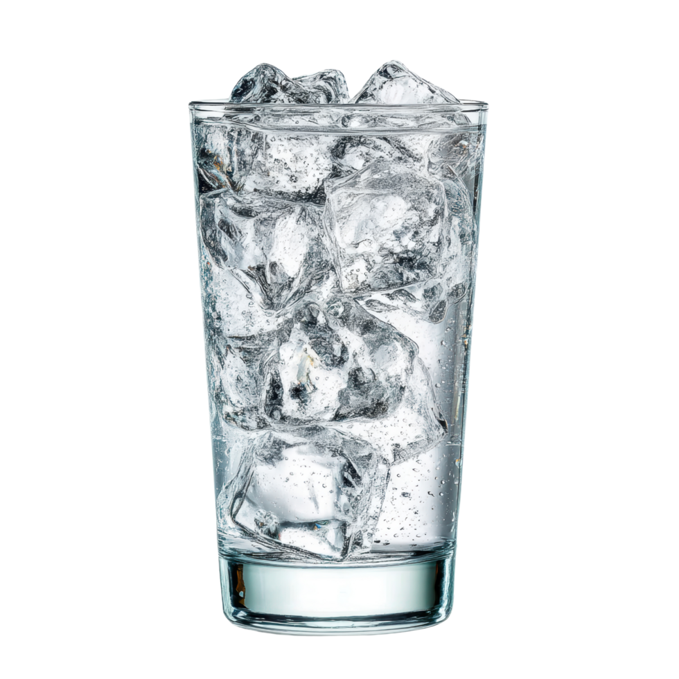 Refreshing Glass of Ice Cubes, Crystal Clear and Cool Beverage png