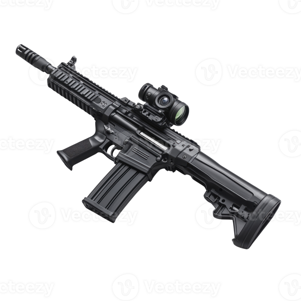 Modern Tactical Rifle with Scope and Accessories png