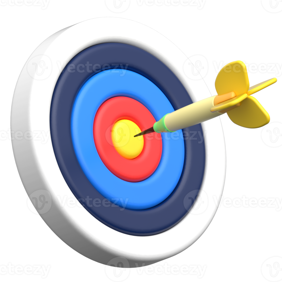 3D Dartboard Icon with Bullseye Hit png