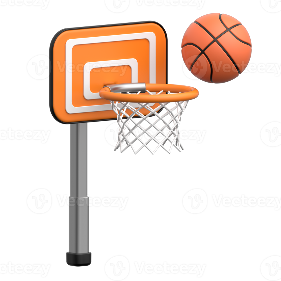 3D Basketball Hoop with Ball Icon png
