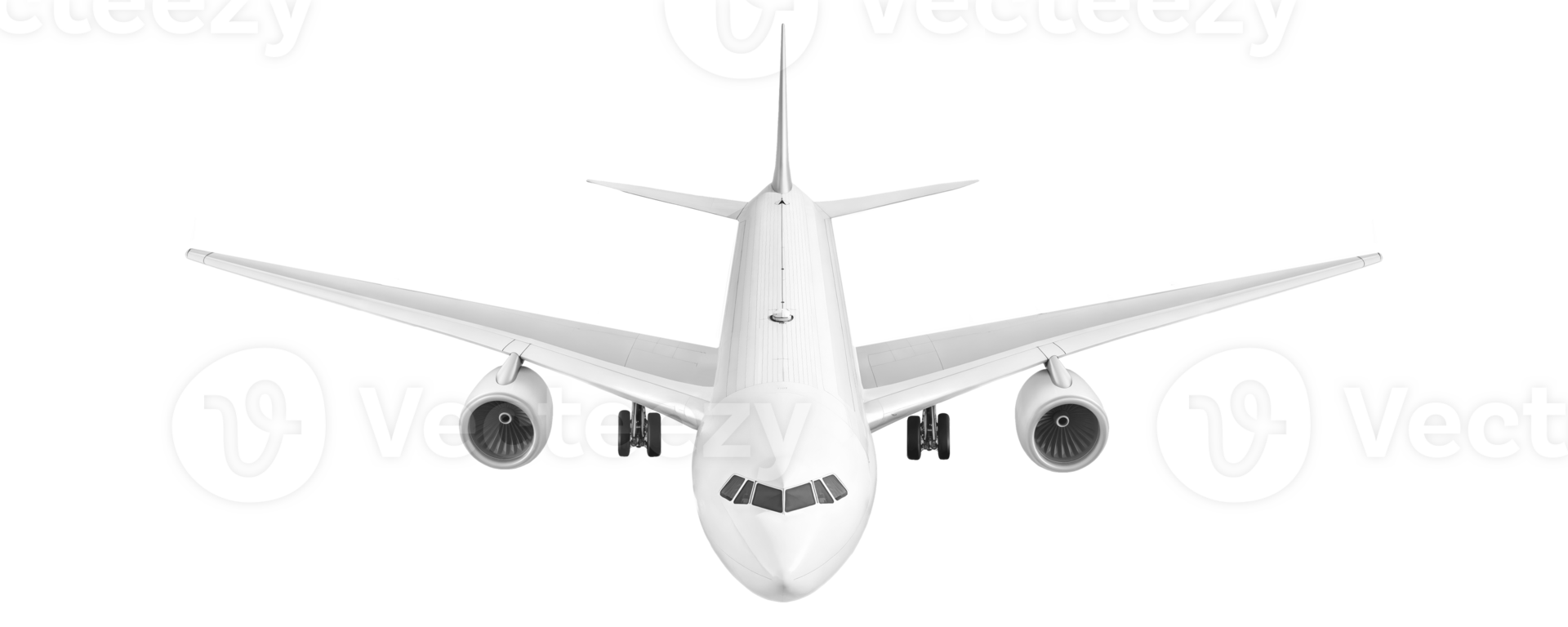 The airplane is pictured and shown from the front on takeoff png