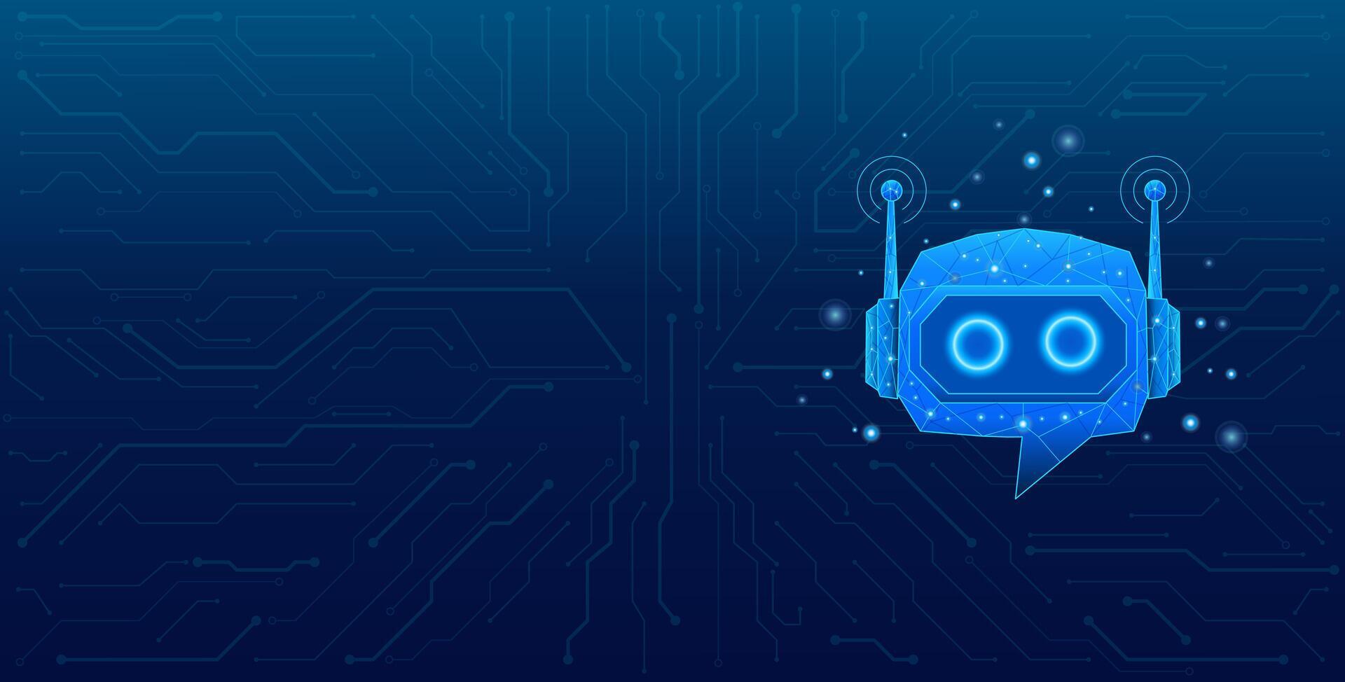 Chatbot robot head icon created with technological blue binary code ...