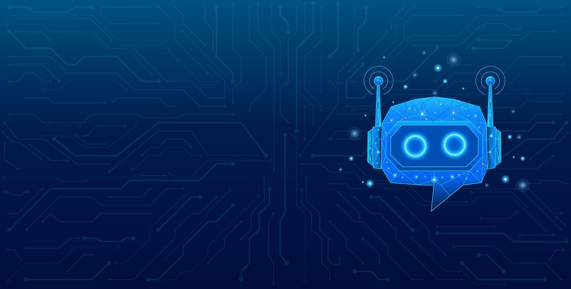 Chatbot robot head icon created with technological blue binary code vector