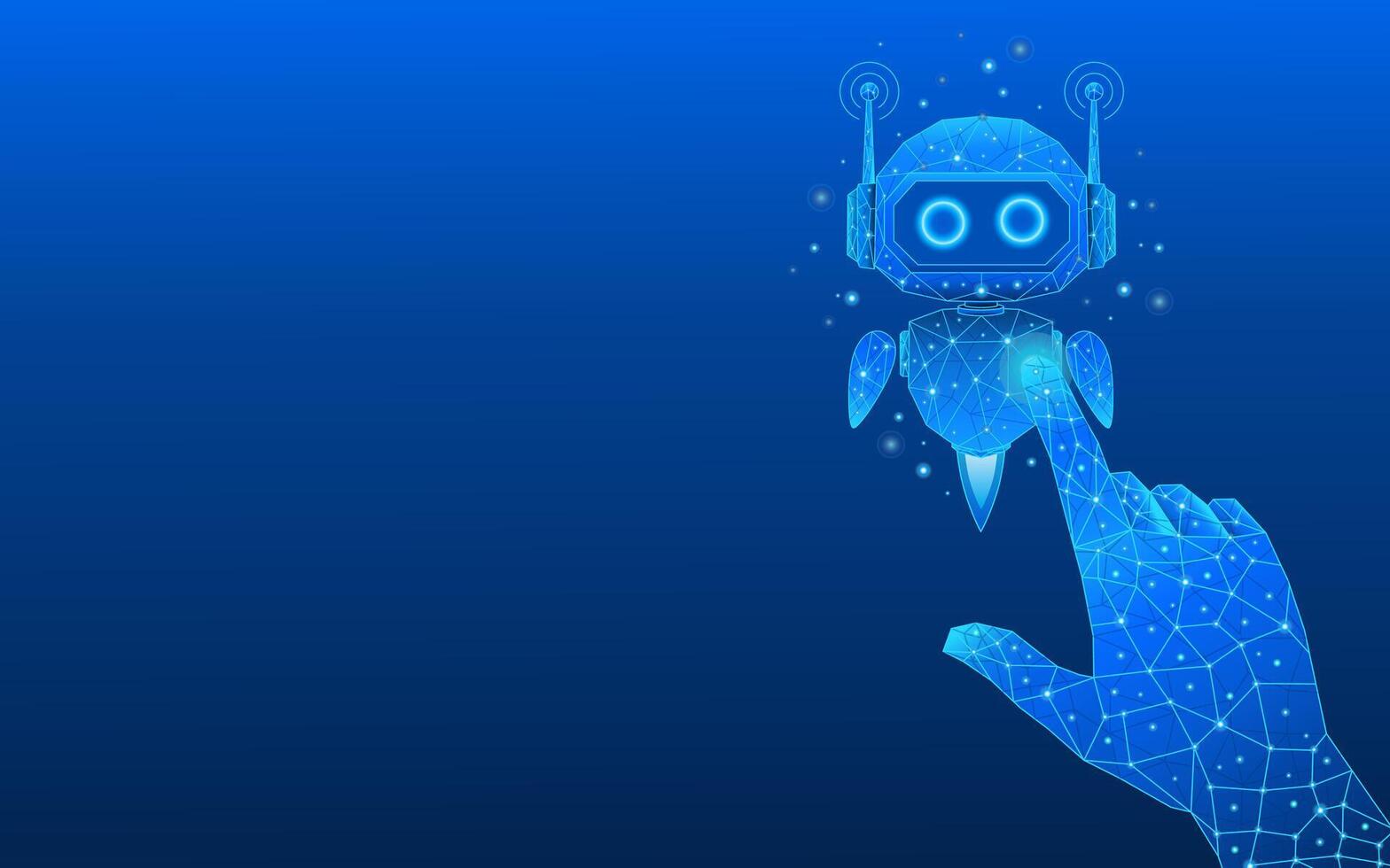 Abstract 3D digital AI robot floating vector